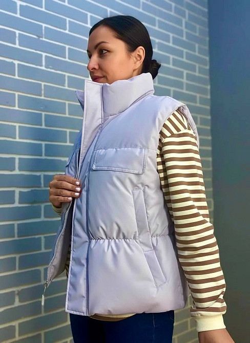 Жилет женский JOY ONE 86165 с карманами воротник стойка сиреневый, сиреневый, L Киев - изображение 20