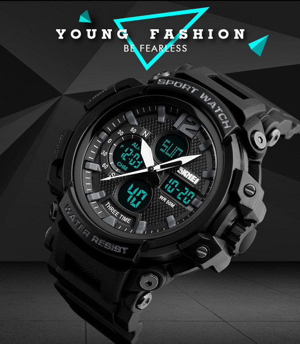 Мужские наручные часы Skmei 1343 Halk Черный Киев - изображение 3