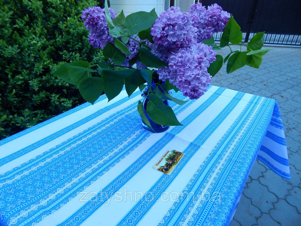 Вишита блакитна скатертинка Київ - фото 5