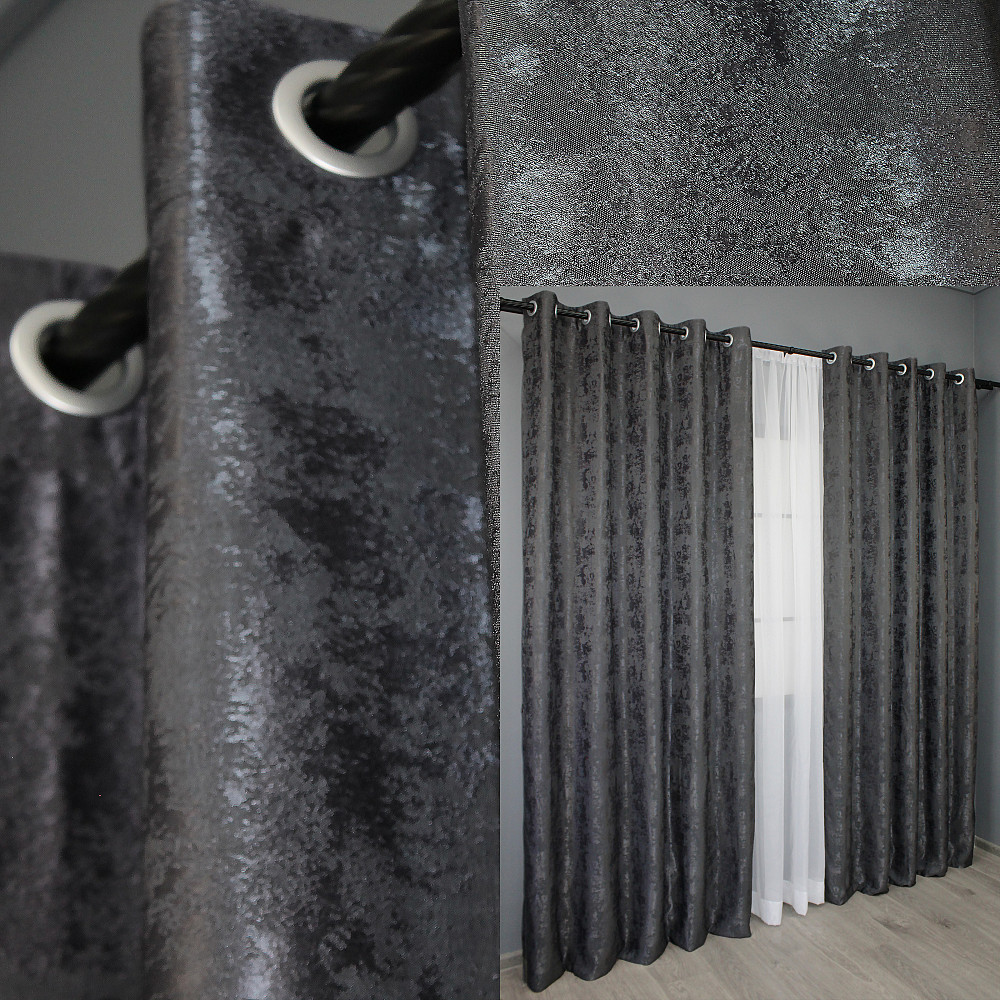 Комплект штор на люверсах VR-Textil Жакард Sultan YL № 1211ш Графітовий 150х250 см 2 шт (37-0004) Київ - фото 1