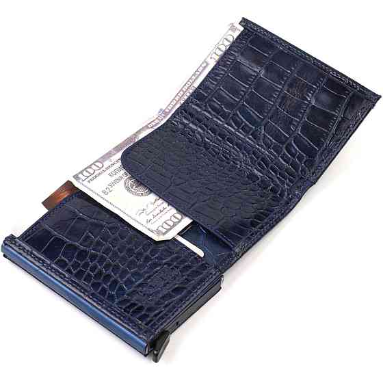 Картхолдер для чоловіків у три складання з автоматичним механізмом з натуральної шкіри з тисненням під крокодила CANPELLINI 21935 Київ