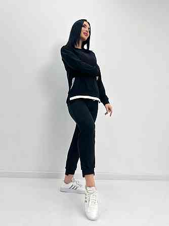 Трикотажний костюм-двійка "Spring" оптом | Батал | Розпродаж моделі Чорний, 54-56 Київ