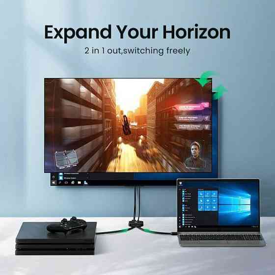 Перемикач HDMI 2.0 Ugreen CM333 (Чорний) Миколаїв