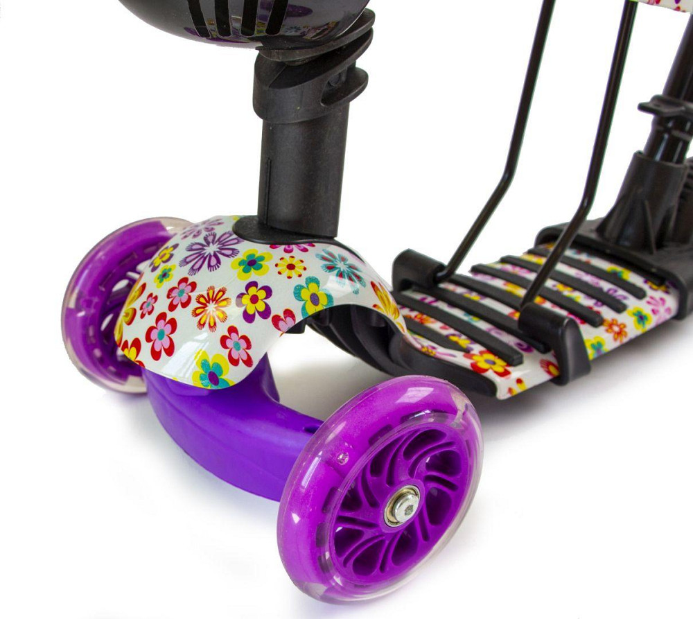 Самокат Scooter 5 в 1 с рисунком Фиолетовый Цветочек Одесса - изображение 4