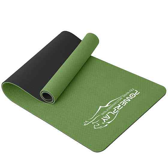 Килимок для йоги та фітнесу PowerPlay 4150 TPE Premium Performance Mat Зелений (183x61x0.6 см.) Каменское