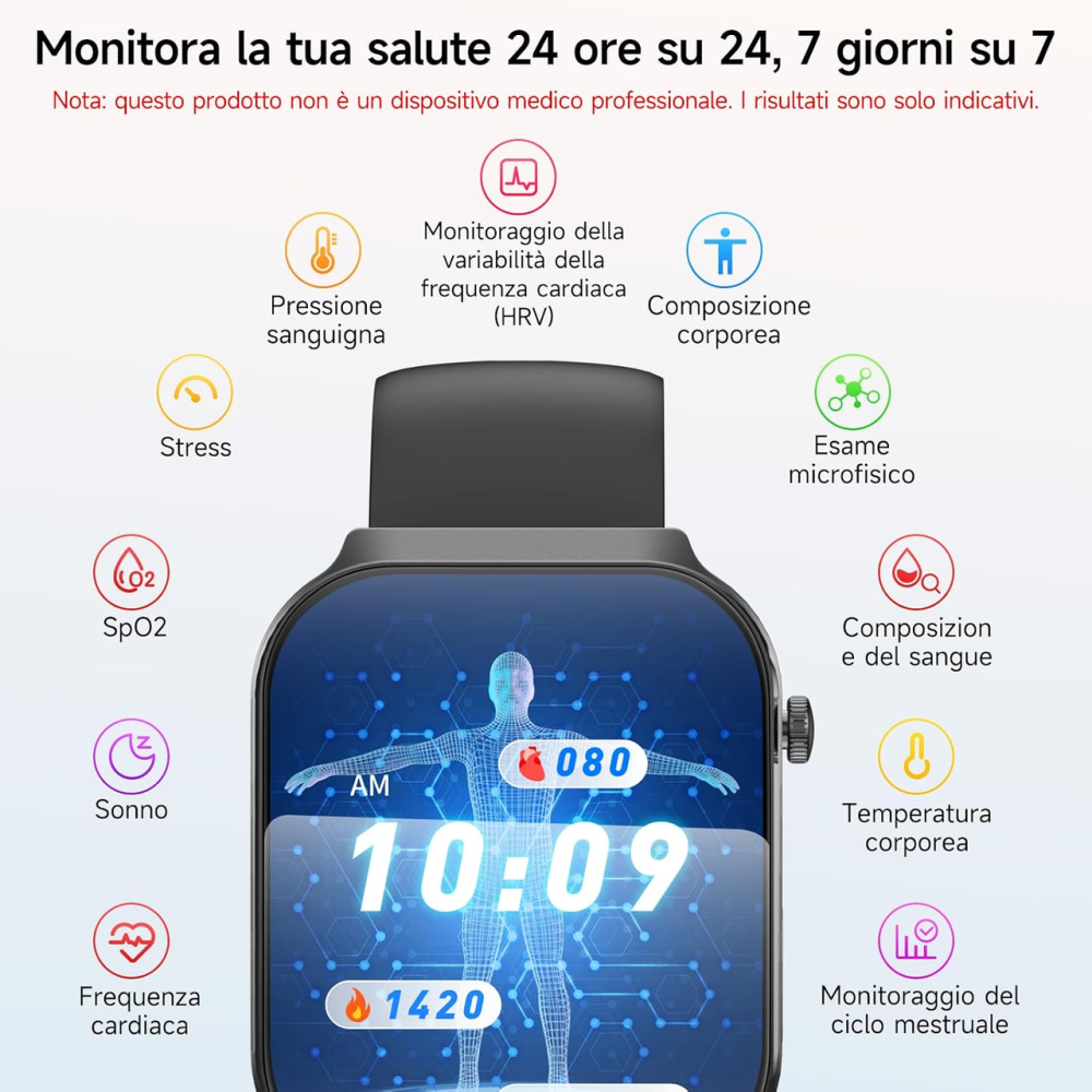 Смарт-часы Lgnitek A2 2,2″ с ЭКГ, Bluetooth-звонками, SpO2, пульсом, давлением, HRV, 120+ спортрежимами, IP67 Киев - изображение 5