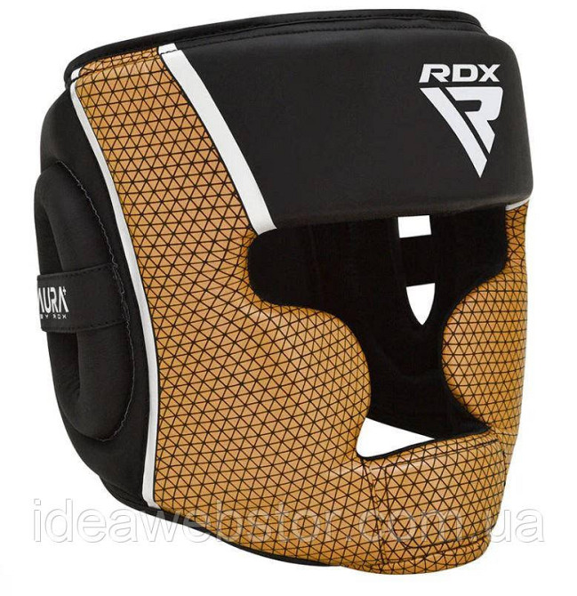 Шлем для бокса RDX T17 Aura Black Gold спарринговый с защитой головы лица и ушей M Киев - изображение 8