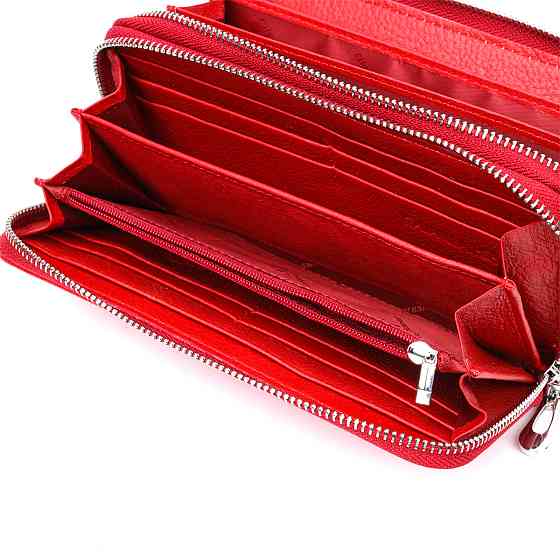 Яскравий жіночий гаманець-клатч із двома відділеннями на блискавках ST Leather 19430 Червоний Київ