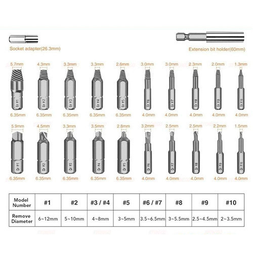 Набір екстракторів для пошкоджених болтів і гвинтів 20шт Київ - фото 3