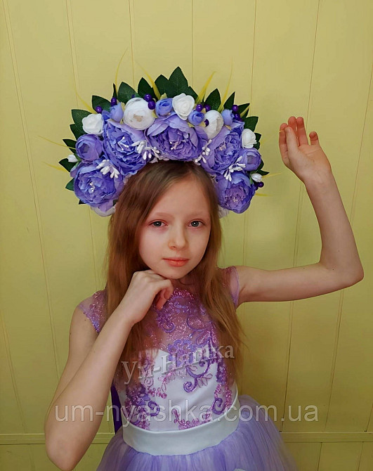 Віночок ободок з квітами "Сценічний зі стрічками" Кривий Ріг - фото 5