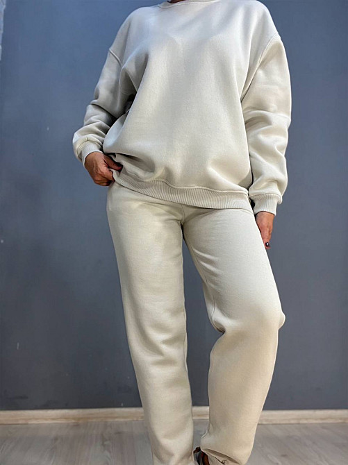 Костюм жіночіий Pepper mint 24-13-14 простий брюки джоггери на резинці та світшот оверсайз утеплений фліс світло сірий, світло-сірий, L Київ - фото 11