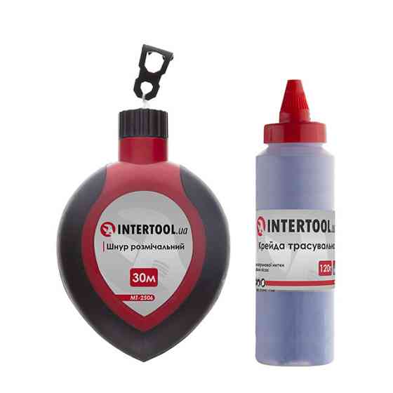 Шнур разметочный 30 м с корректором, мел 120 г (синяя) INTERTOOL MT-2506 Киев