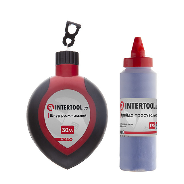 Шнур розмічальний 30 м з коректором, крейда 120 г (синя) INTERTOOL MT-2506 Київ - фото 1