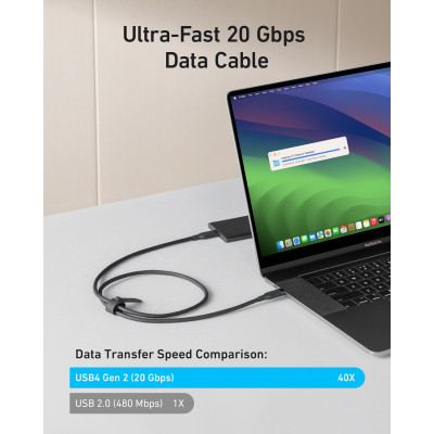 Дата кабель USB-C to USB-C 0.9m 240W 20Gbps 4K Video bio-nylon black Anker (A80N1H11) Винница - изображение 6