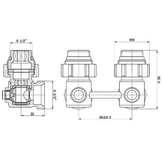 Вузол нижнього підключення панельного радіатора SOLOMON NV 5102 кутовий кульовий 3/4″ Тернополь