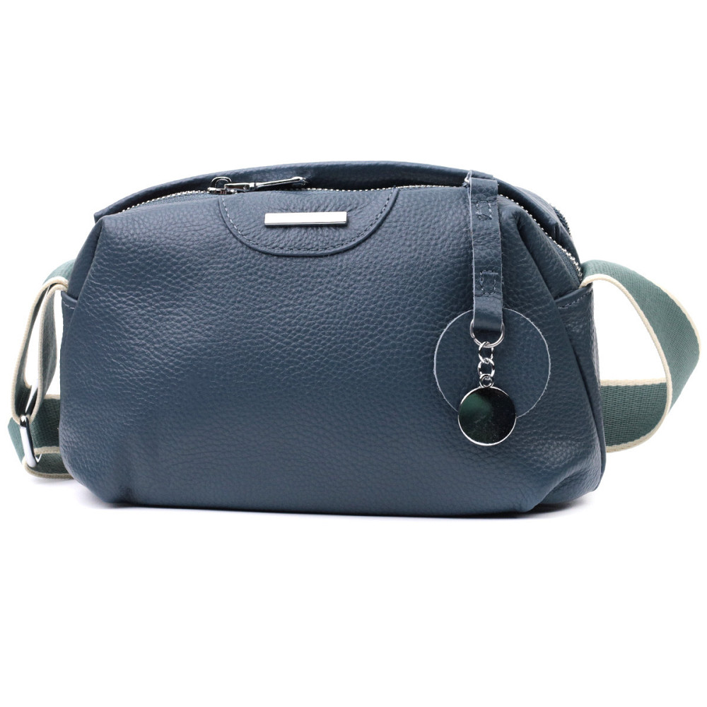 Відмінна сумка на кожен день із двома відділеннями з натуральної шкіри Vintage 22595 Синя Київ - фото 5