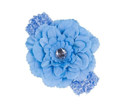 Детская голубая повязка - цветок 12см, окружность 28-50см Киев - изображение 2
