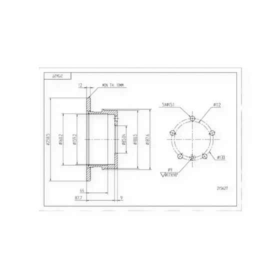 Диск тормозной MB Sprinter 2T, автомобилЬ Фольцваген LT (1996-2006) задний однокат. (d258x10) Мукачево