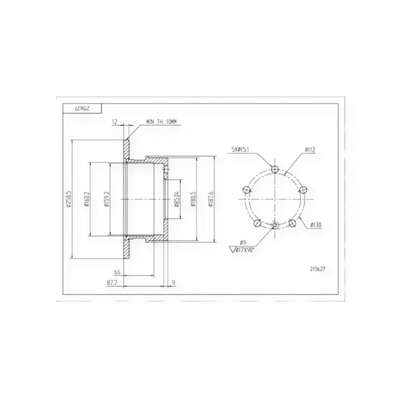 Диск гальмівний MB Sprinter 2T, автомобіль Фольцваген LT (1996-2006) задній однокат. (d258x10) Мукачево - фото 1