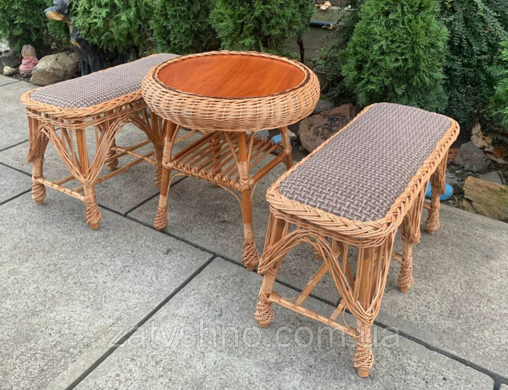 Набір меблів з лози, стіл і лавки Київ - фото 5