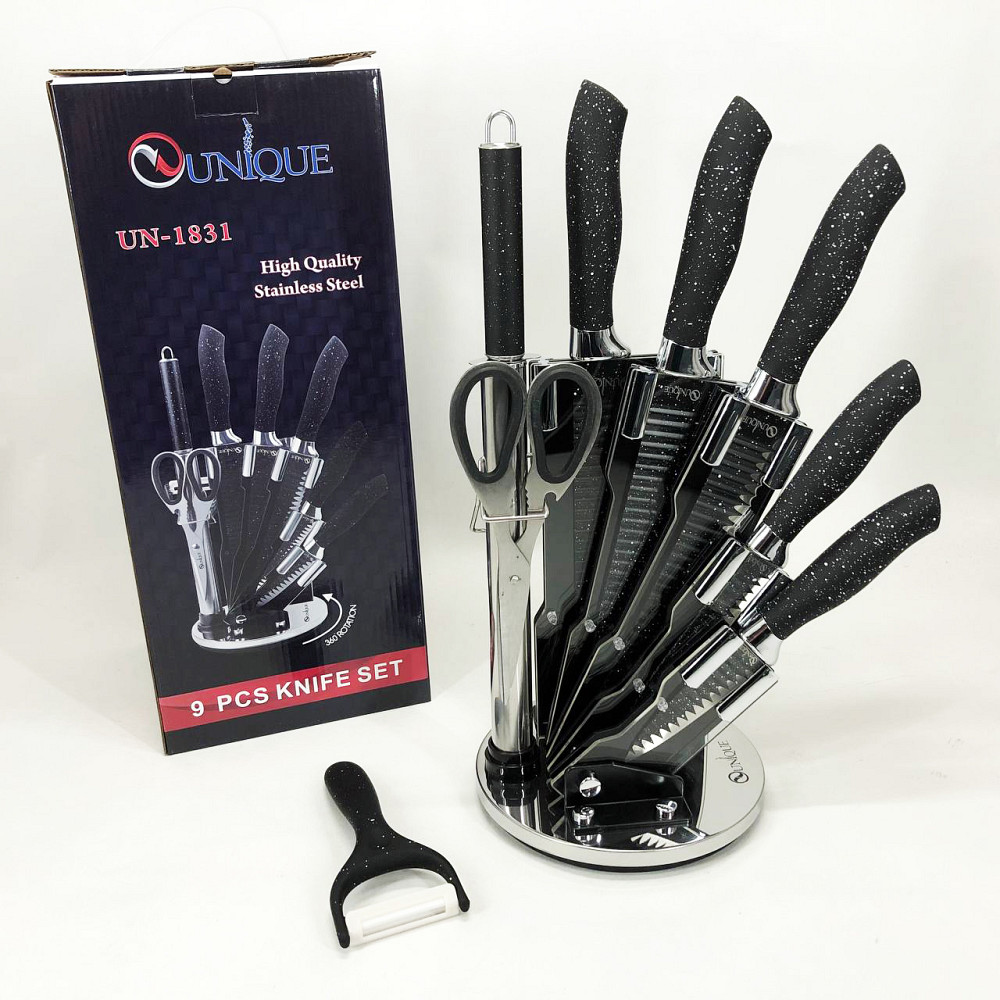 Набір ножів для приготування їжі UNIQUE UN-1831 9 шт, Набір ножиків для кухні Товари кухні ножі DP-20 Львів - фото 3