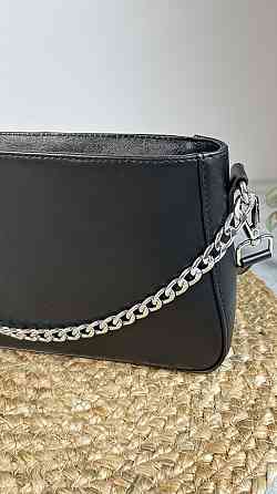 Женская кожаная сумочка, Стильная сумка из натуральной кожи, Маленькая черная сумка на плечеMasterSem Киев