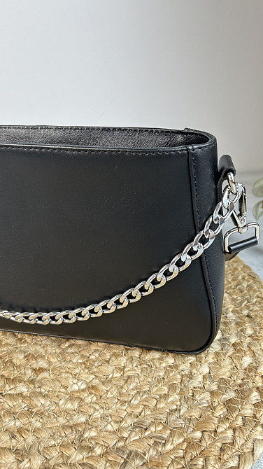 Женская кожаная сумочка, Стильная сумка из натуральной кожи, Маленькая черная сумка на плечеMasterSem Киев - изображение 6