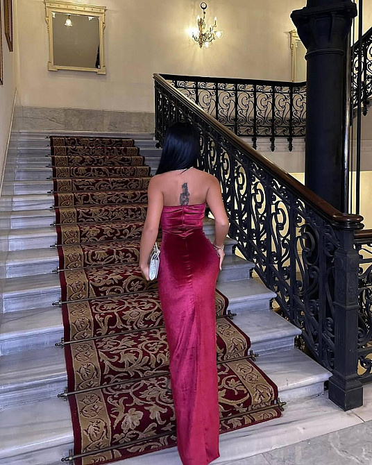 Жіноче елегантне святкове плаття максі з королівського оксамиту Бургунді, 42/44 Одеса - фото 4