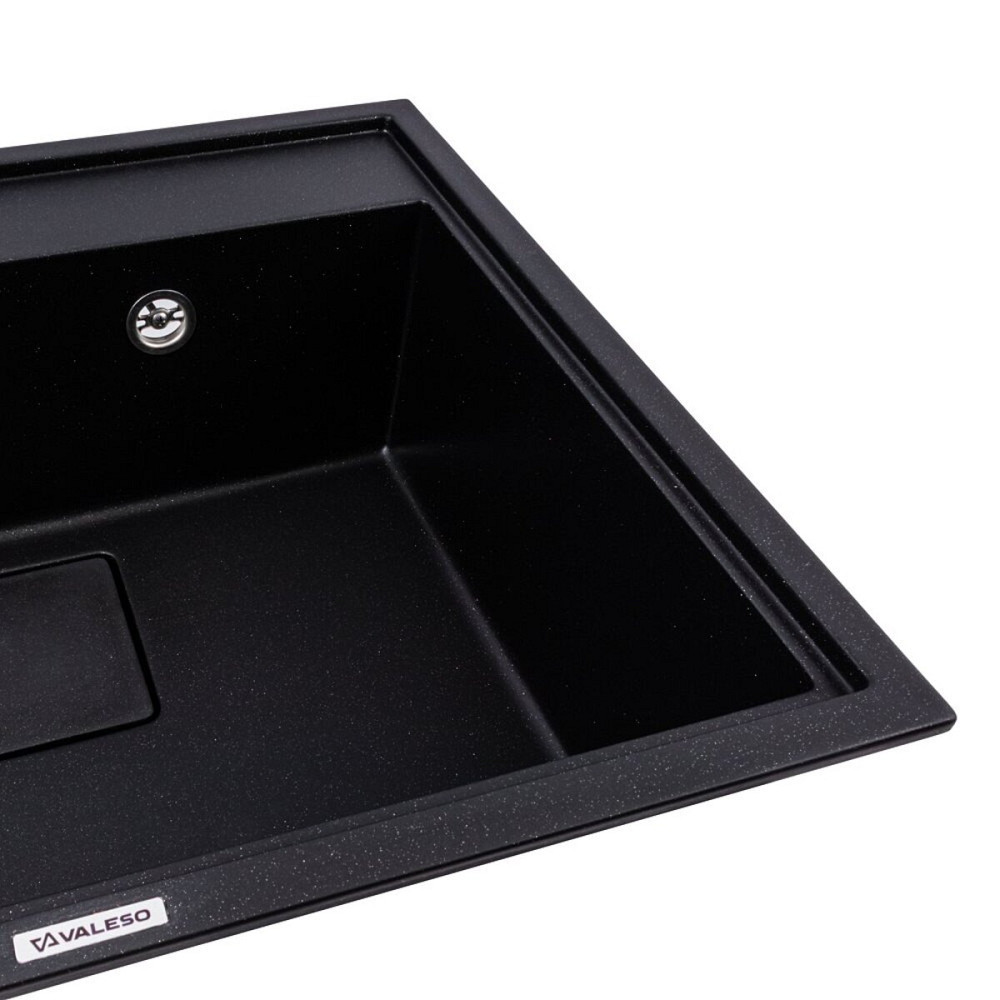 Гранітна мийка VALESO SHERLIT 6050 матова Чорний металік Коломия - фото 4