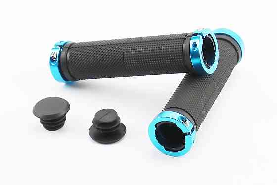 Ручки керма 130мм з затискачем Lock-On з двох сторін, чорно-сині FL-426 Киев