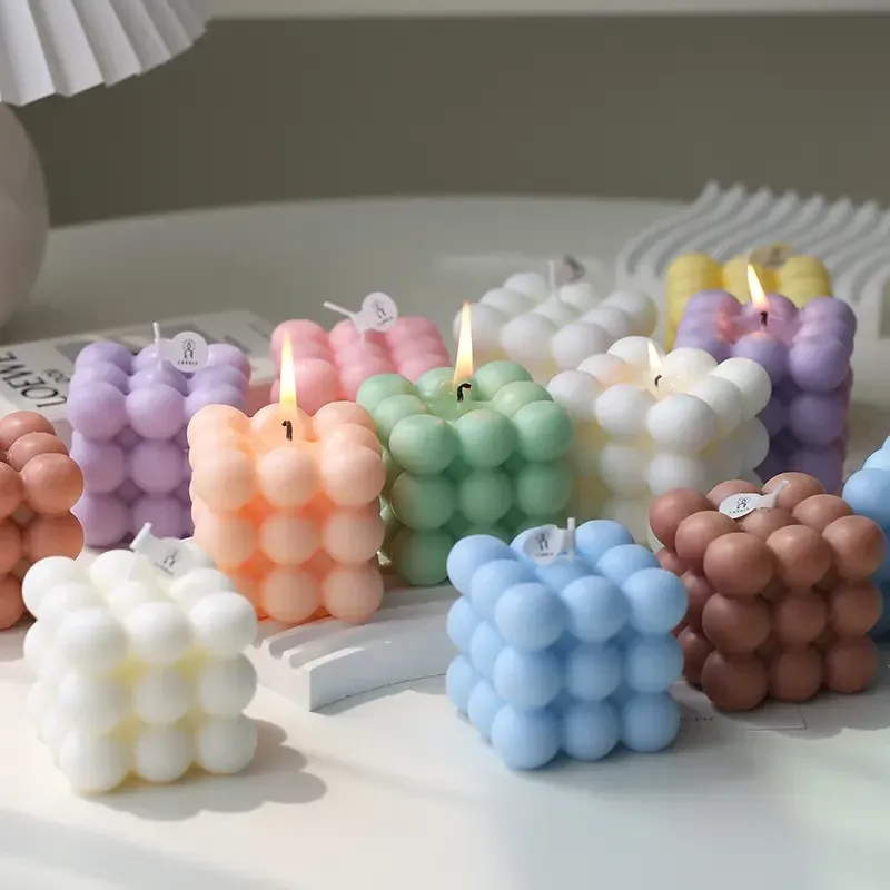 Свічка у формі бульбашковий куб у фіолетовому кольорі Кам'янець-Подільський - фото 2