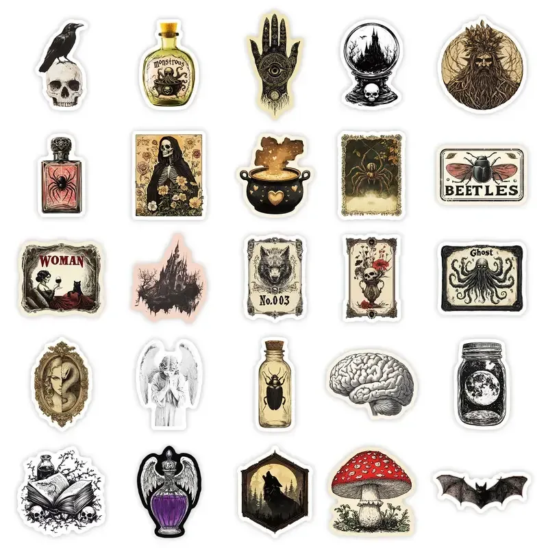 Набор готических наклеек 50 шт – магические, ведьминские и винтажные наклейки Киев - изображение 4