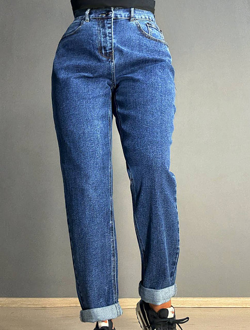 Джинси жіночі Vanver 8229 Mom великі розміри з резинкою на талії сині, синій, З8, 38, 98 см, 130 см Одеса - фото 9