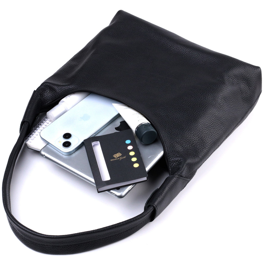 Жіноча сумка на плече з натуральної шкіри флотар Shvigel 22827 Чорна Київ - фото 8