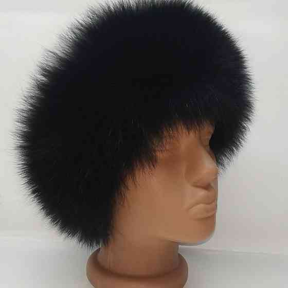 Меховая повязка на голову женская песцовая Черный Харьков