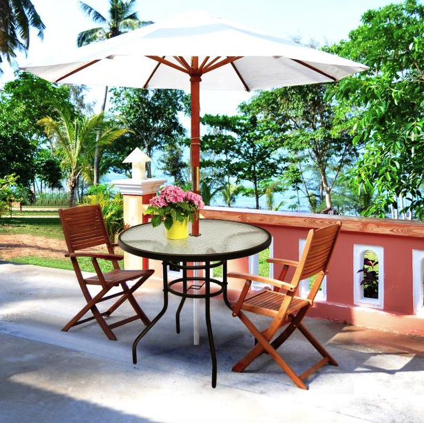 Садовий стіл Costway Acapulco з місцем для парасолі Київ - фото 8