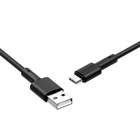 Кабель USB - Type-C BOROFONE BX31 2.4A 1m силіконовий TPE конектори колір чорний BX31CB Одеса