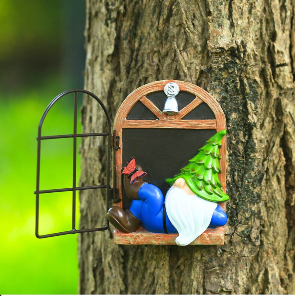 Садова фігура Гном в віконці 12 х 8 см Синій. Полістоун Одеса - фото 2