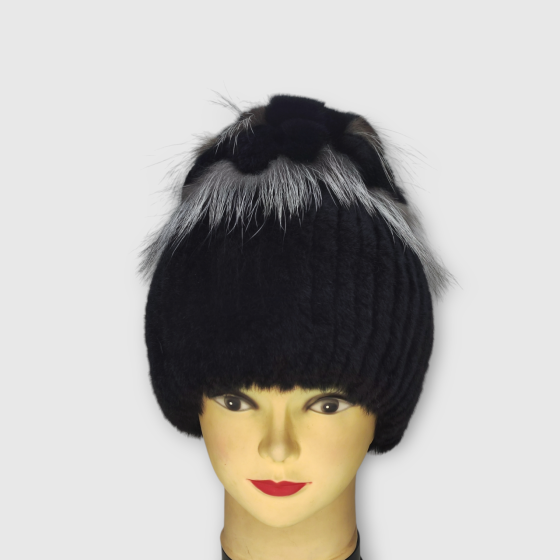 Шапка меховая женская цветок Rex Мишель Черный Харьков