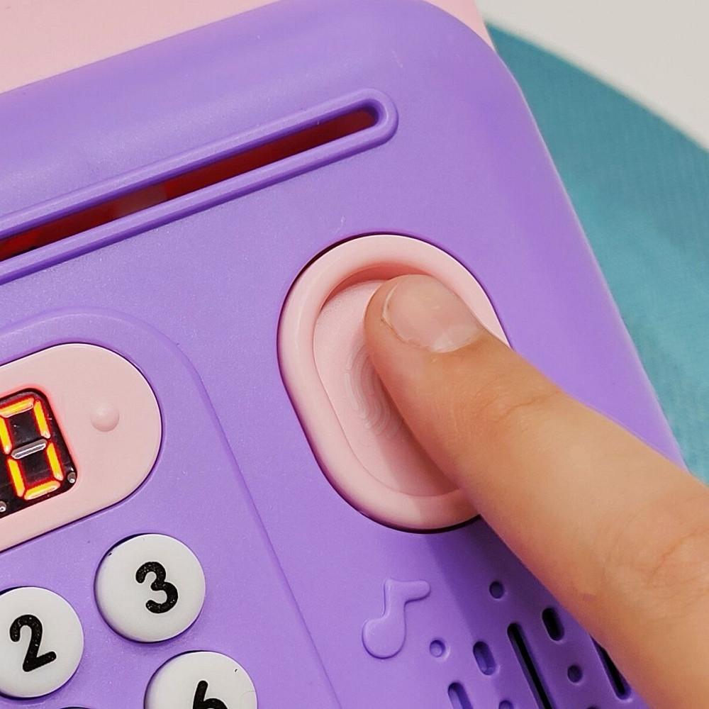 Сейф-скарбничка Банківський термінал з кодовим замком відбиток затягує купюри звук підсвічування Рожево-фіолетовий (589-36A-37A) Чернигов - изображение 5