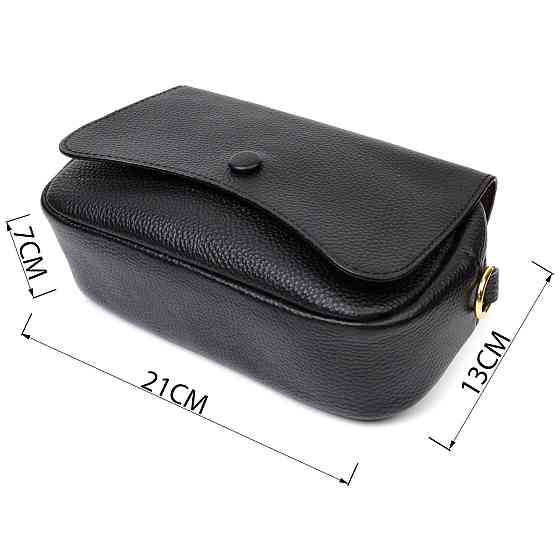 Вечерняя женская сумка с фигурным клапаном из натуральной кожи Vintage 22429 Черная Киев