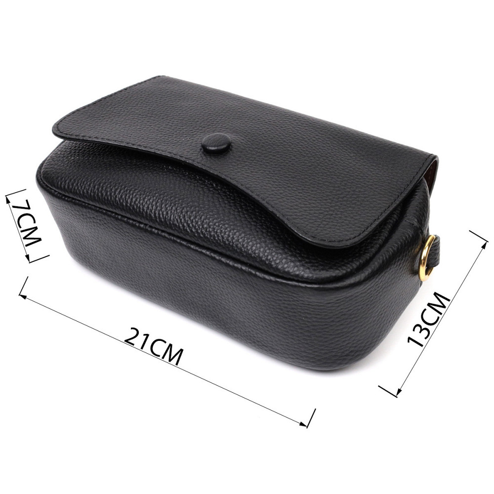 Вечерняя женская сумка с фигурным клапаном из натуральной кожи Vintage 22429 Черная Киев - изображение 3