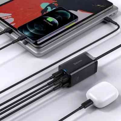 Зарядное устройство Baseus 2xUSB-C 65W + 2xUSB GaN + cable USB-C to USB-C 100W 1.0m black (CCGP040101) Винница