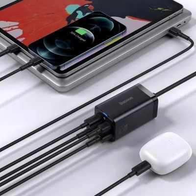 Зарядний пристрій Baseus 2xUSB-C 65W + 2xUSB GaN + cable USB-C to USB-C 100W 1.0m black (CCGP040101) Вінниця - фото 3