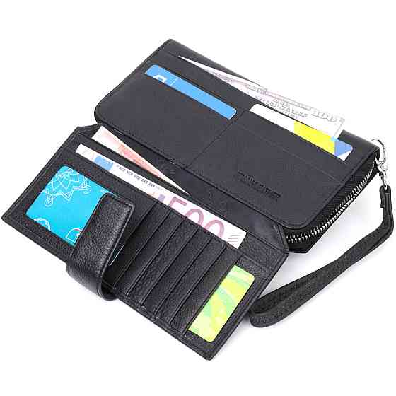 Гаманець-клатч унісекс із натуральної шкіри ST Leather 19432 Чорний Київ