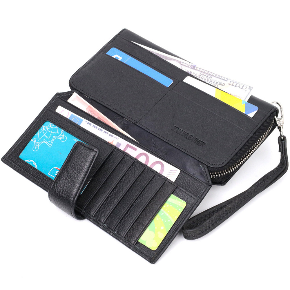 Гаманець-клатч унісекс із натуральної шкіри ST Leather 19432 Чорний Київ - фото 6