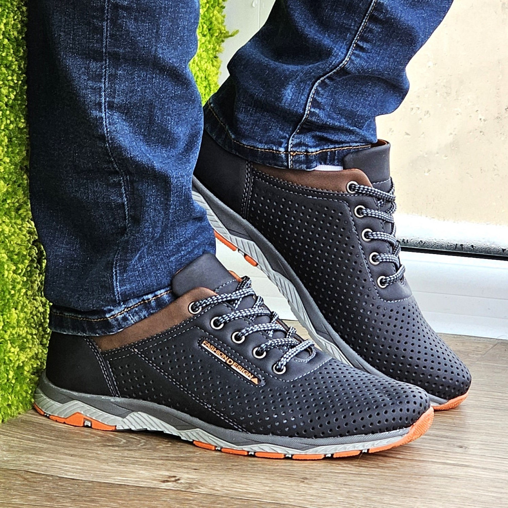 Мужские Мокасины Летние Чёрные Кроссовки Сеточка (размеры: 40,41,42,43,44) Видео Обзор - 576-2 Днепр - изображение 8