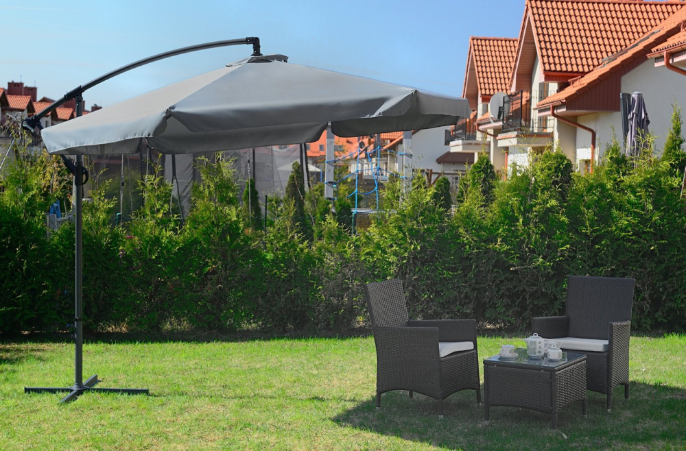 Садовый раскладной зонтик Funfit Garden (диаметр - 3 метра) с боковой стойкой, Серый Киев - изображение 6