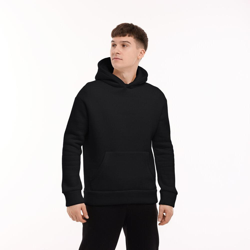 Тепле чоловіче худі на флісі з капюшоном чорне Pobedov 008 ЗИМА Київ - фото 8