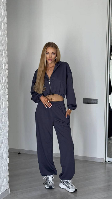 Женский трендовый базовый спортивный костюм трехнить петля Графит, 46/48 Одесса - изображение 5